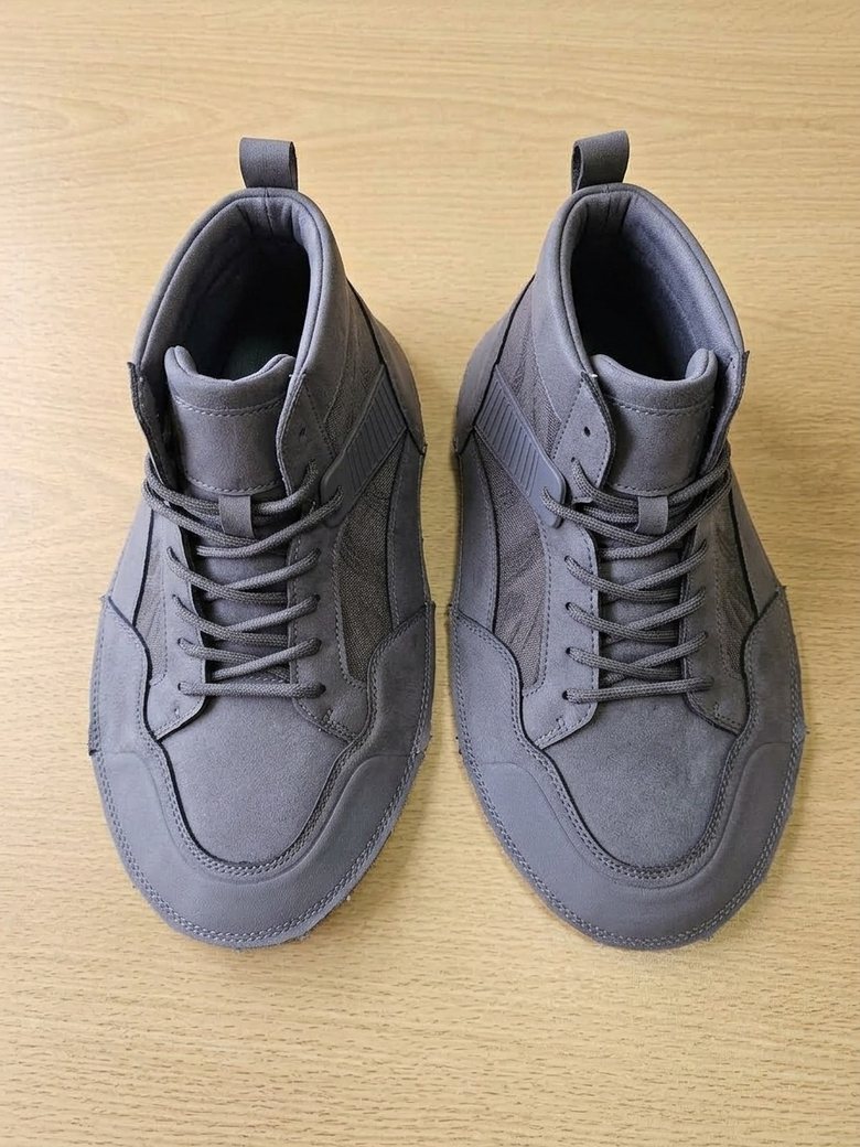 Grey suede high-top upper